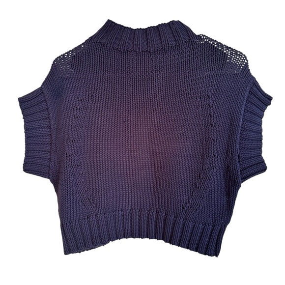 Anthropologie Maeve Navy Star Short Sleeve Sweater - Picture 4 of 7